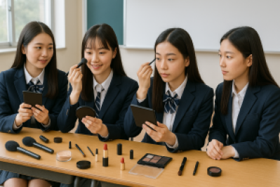 롱샷으로 고등학교 교실의 전경을 잡는