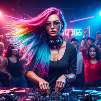 HIPHOP DJ는 긴 머리를 자랑하