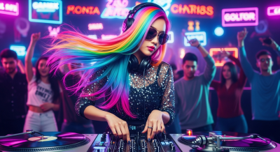 HIPHOP DJ는 긴 머리를 자랑하