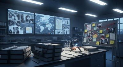 넓고 현대적인 연구소는 차가운 형광등