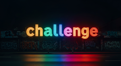 어두운 밤하늘을 배경으로 화려한 네온